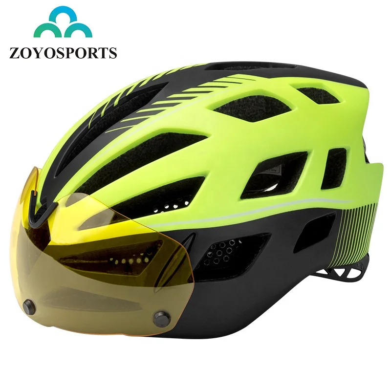 

ZOYOSPORTS Riding cycling helmet glasses integrated magnetic suction goggles mountain road bike safety bicycle helmet, Green