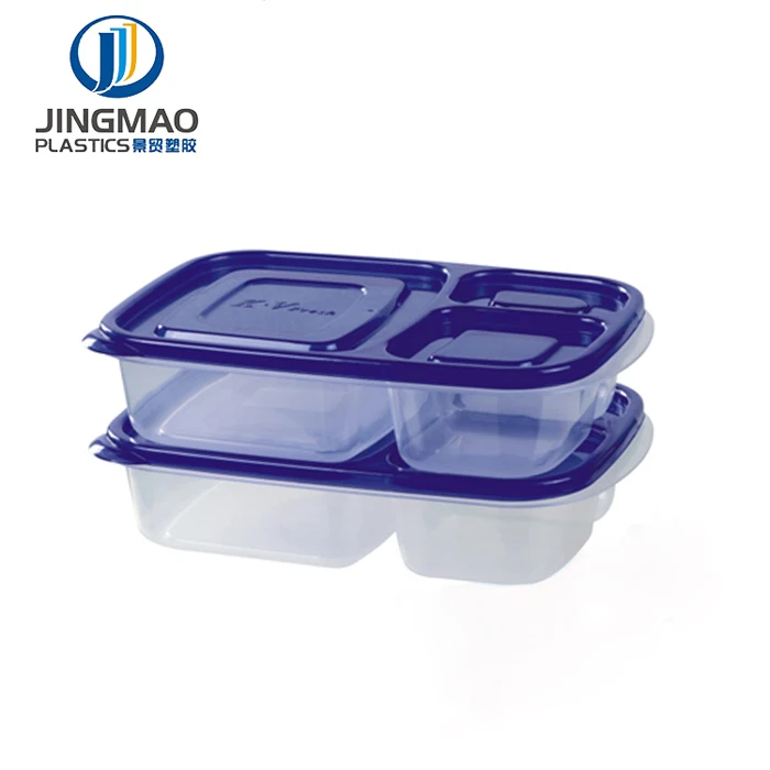 

Student Household Portable Food Grade Reusable 3 compartment plastic food storage container With Lid