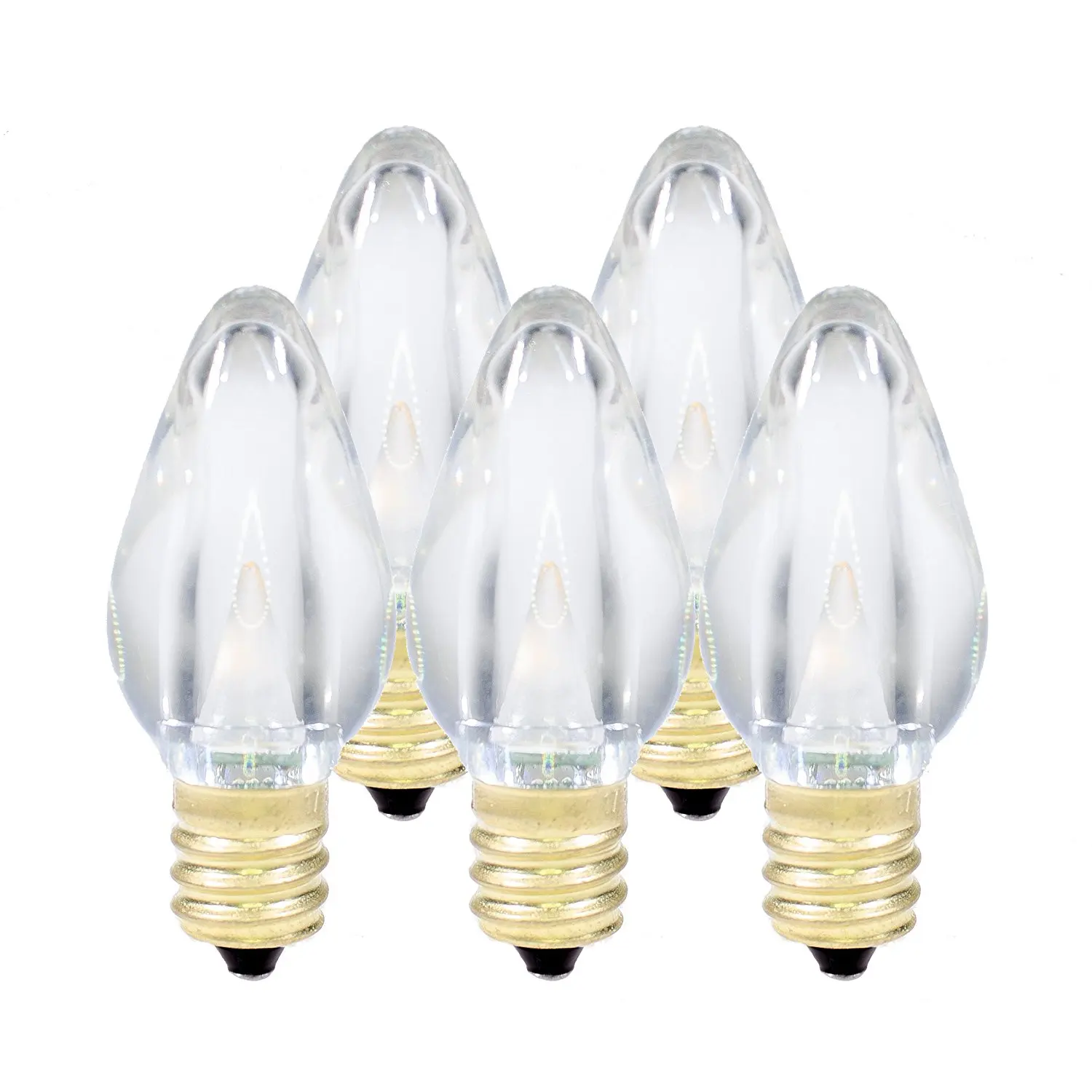 Holiday Lighting Outlet LED Smooth C7 Sun Warm White Replacement Christmas Light Bulbs for E12 Sockets, Energy Efficient Commercial Grade, 2 Diode 0.58 Watt (LED) Bulbs. Pack of 25 Bulbs