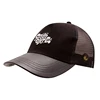 Custom design 5 Panels embroidered front and side logo curved PU Brim suede Trucker Cap Hat woven label inside