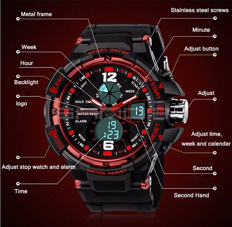 SANDA Brand 2016 New Fashion casual Wristwatch Men Sports Military ...