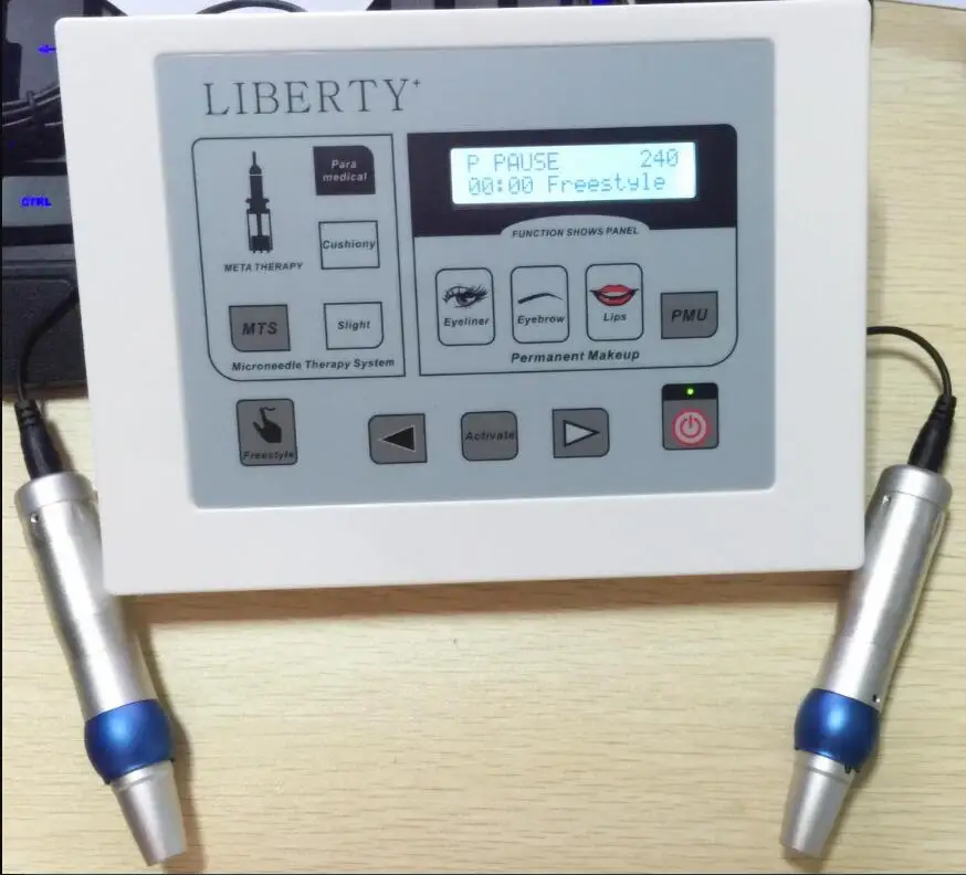 

Qualified high quality digital liberty permanent makeup machine eyebrow tattoo machine with two gun, Silver and white