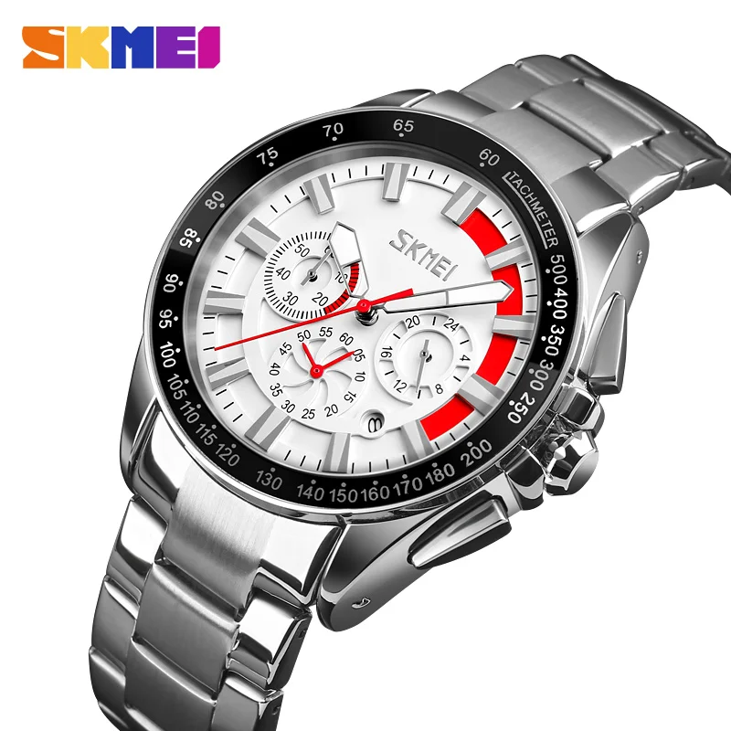 

Skmei 9167 fashion jam tangan japan movt quartz watch stainless steel back men wrist watch waterproof 3ATM, N/a