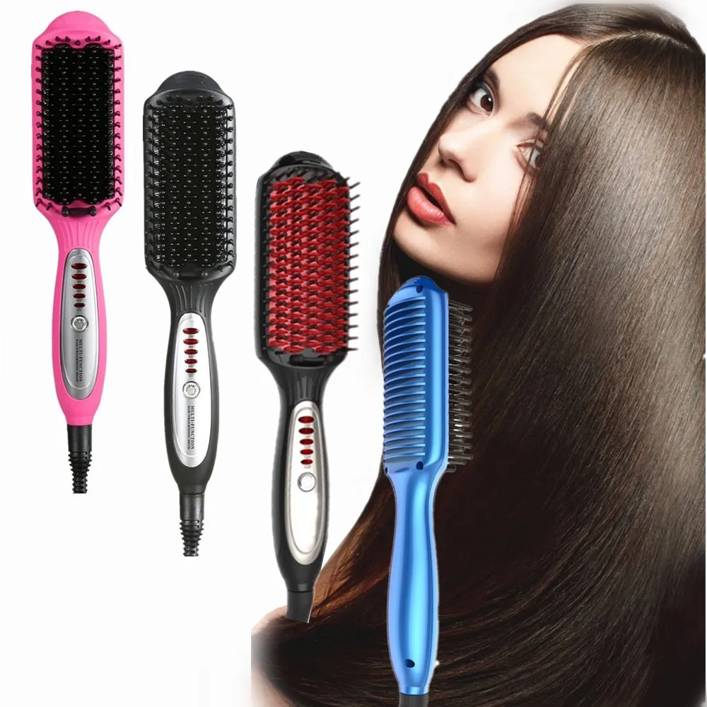 Hot New Design Ceramic Hair Straightener Comb Electric 3 In 1 Anion Lcd