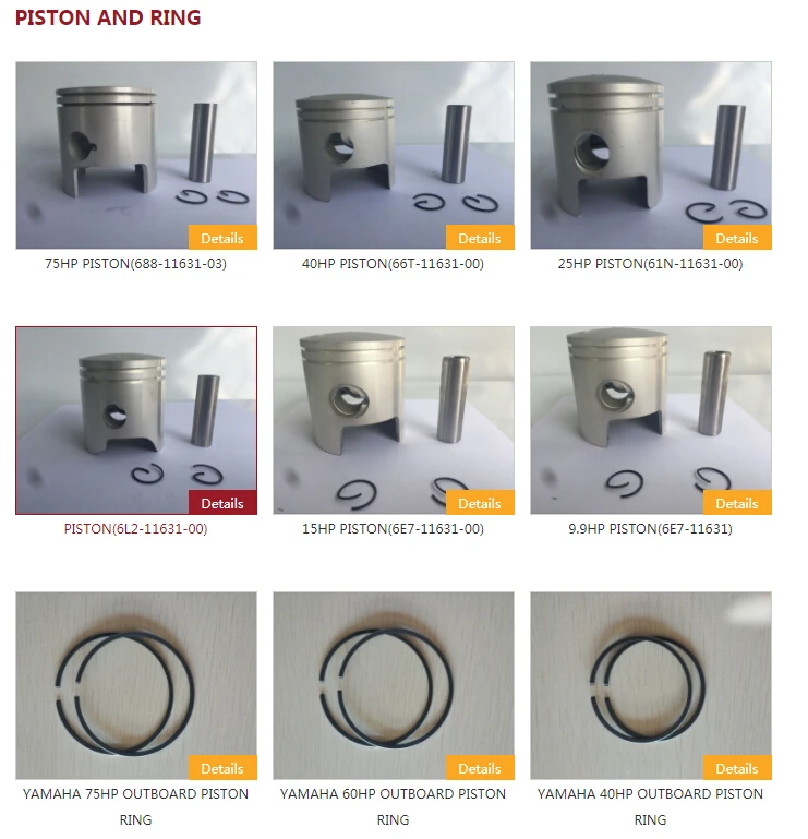 Yamaha High Performance Outboard Piston Kit 6G0-11631-00 6GO-11631-00-95