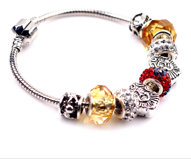 

Light Crystal 1pcs/Lot Fashion Jewelry European Lampwork Glass Charms Alloy Green Retro Style Beads Bracelet