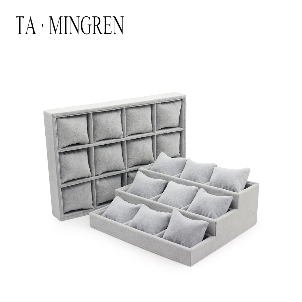 

New Product  Velvet Pillow Cushion Watch Tray Display For Jewelry, Gray
