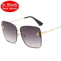 

2019 In Stock Fashion Metal Vogue OEM Women Wholesale Men Square Bee lentes de sol Sun Glasses Eyewear Sunglasses 2801