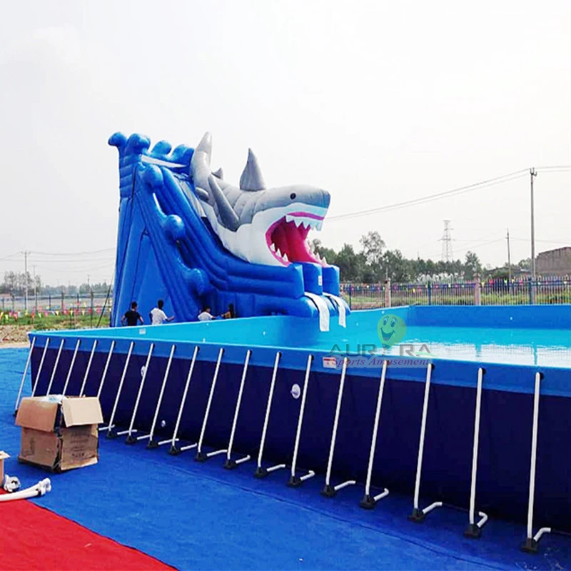 

Outdoor PVC Rectangle Metal Frame Swimming Pool,steel swimming pool Above Ground Water Park Pool, Customized