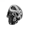 Fashion vintage Design Dark Devil Black head Skull Ring and Patterned Snake Rings