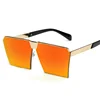 2019 vintage hd uv400 custom eyewear orange lens big frame oversized metal sunglasses
