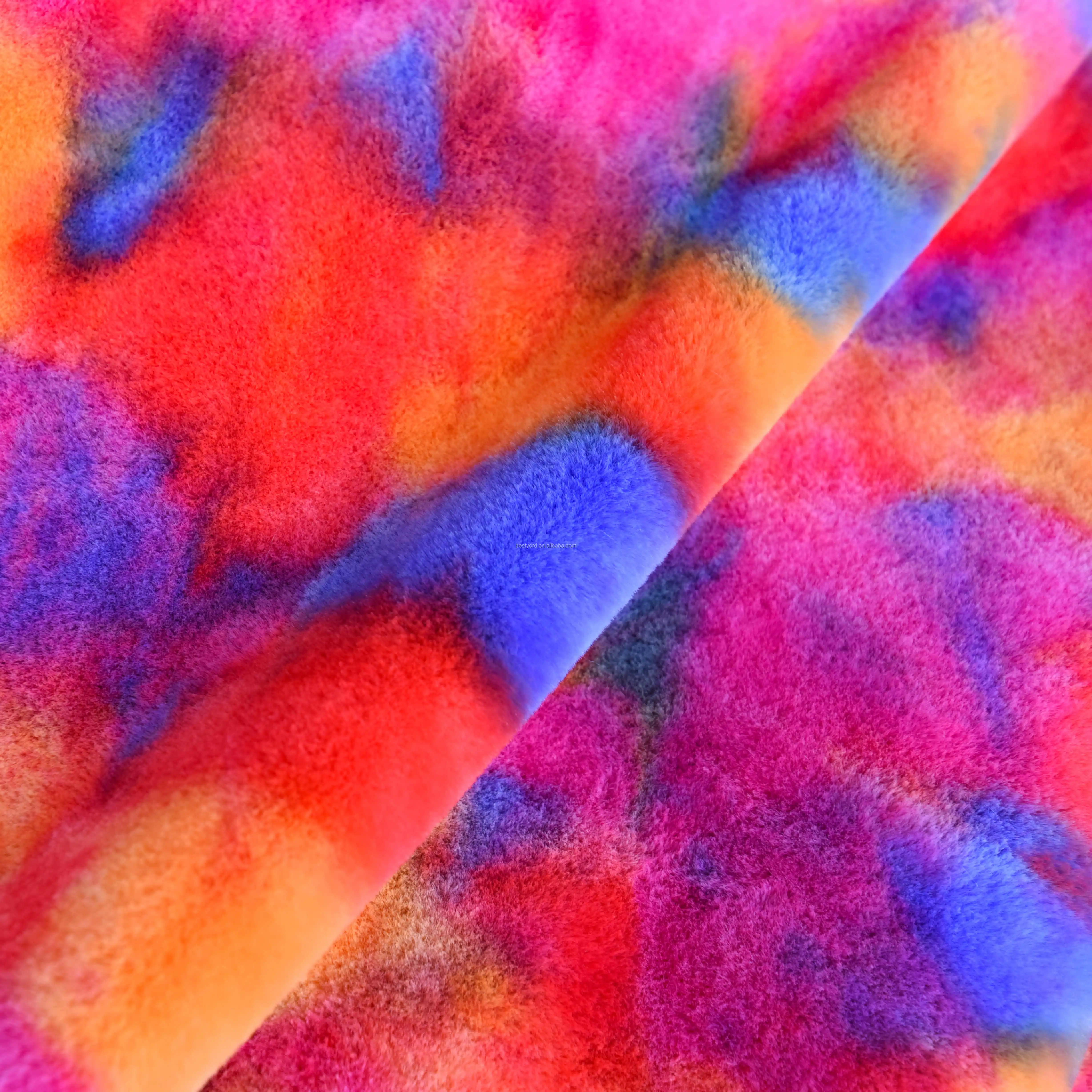 Tie Dye Velvet Fabric,Rainbow Pv Velvet,Multi Color Velvet Fabric,Tie ...