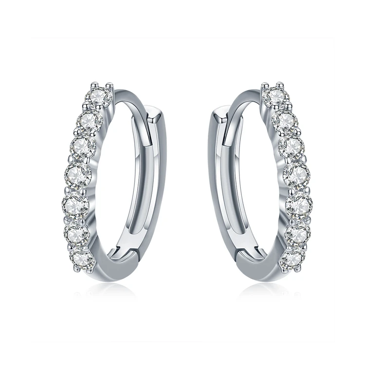 

Pure 925 Sterling Silver Dazzling CZ Crystal Circle Round Hoop Earrings for Women Fashion Jewelry Gift