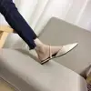 New design leather fashion closed toe flat slipper sandals