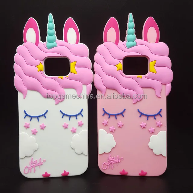 

3D Cartoon Eyelash White unicorn horse phone case For Samsung Galaxy S6/S7/S7 edge/S8/S8 Plus Back cover rubber shell