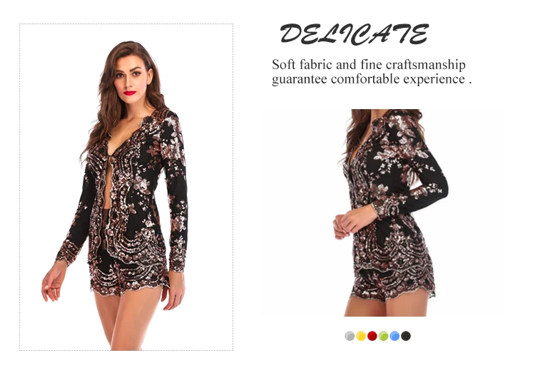 long sleeve sequin two piece