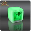 3.2 Inch Square 7 LED Colour Changing Digital Alarm Clock Thermometer Date Time Night Light/Creative Home Furnishing