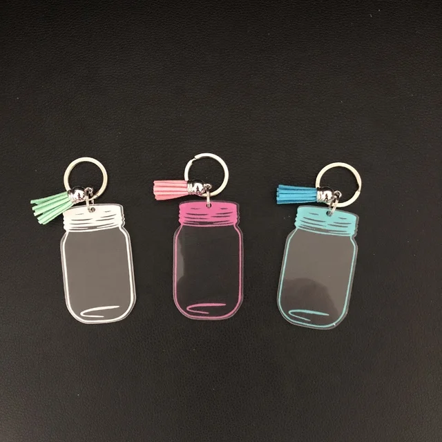 

Personalized Free Shipping Acrylic Mason Jar Keychains, Customized color is available