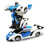 2.4 Ghz 1:18 Scale 360 Degree Rotating Remote Control Car Transforming Robot Toys with 3 Rechargeable Batteries for Boys Girls