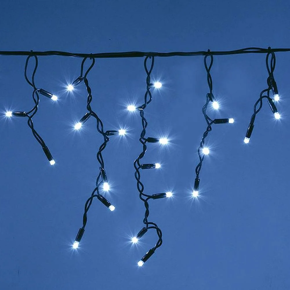 Rubber Wire Icicle Lights 120LEDs 5M Bright White Outdoor Christmas Lights Indoor String Fairy Lights