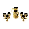 Factory OEM/ODM Gold Plating Carve Glass Black Jug Cup Set,Golden Drinking Water Glassware Set