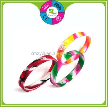 Ribbon Silicone Camouflage Bracelets Breast Cancer Awareness Wrist