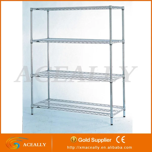 Rolling Chrome Plated Wire Shelving Adjustable Shelves With Wheels