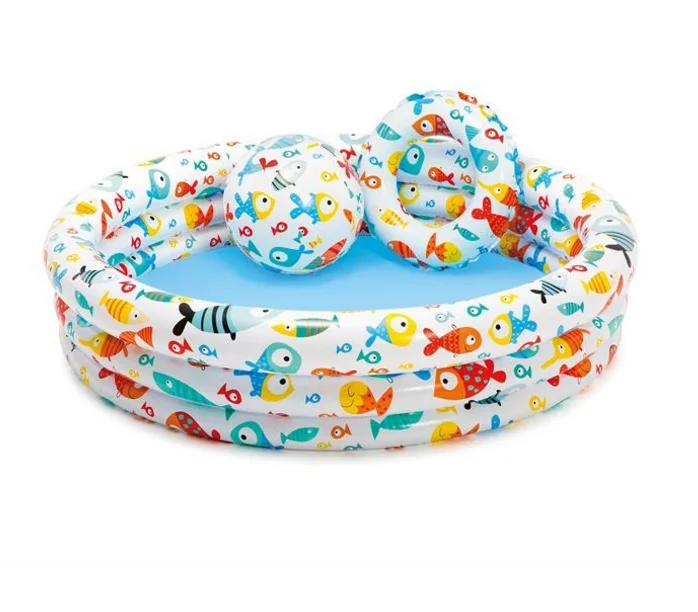 

INTEX 59469 Inflatable Small Swimming Baby Fishbowl Pool Set includes ring and beach ball, Picture