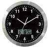 12inch Aluminum Wall Clock With Digital Readout for Month, Date, Day and Room Temperature