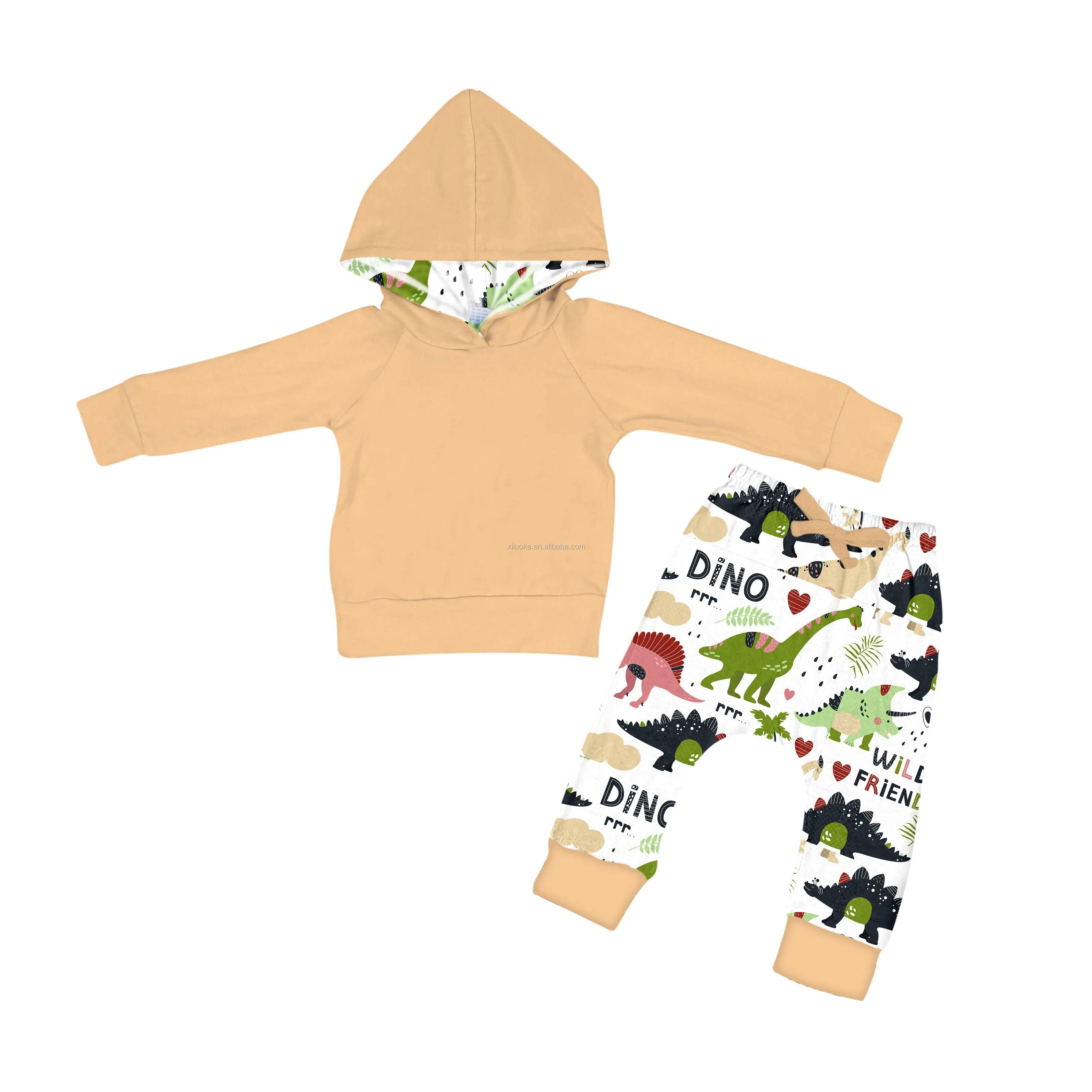 

Soft Fall Dinosaur Baby Sweatshirt with Hat Baby Boy Custom Sweatshirt, Picture