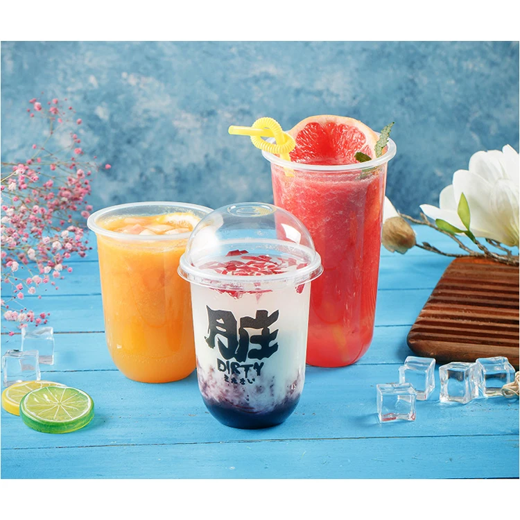 

500ml 16oz U-shape PP plastic bubble tea cup, Transparent