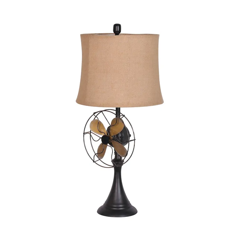 2019 High quality Metal table lamp/Black metal light with Antique gold fan /vintage  decorate table lamp