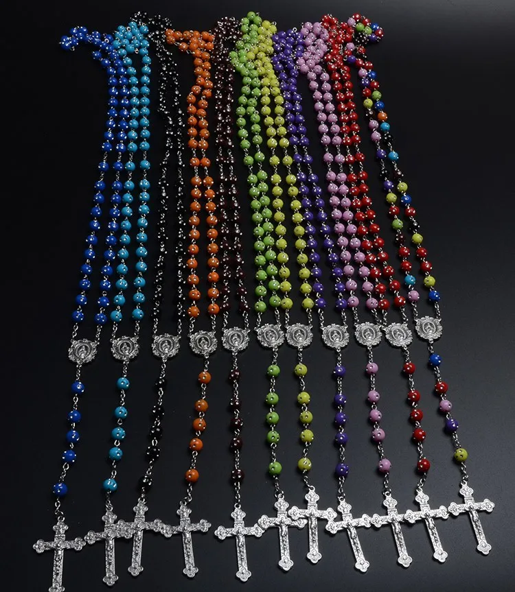 Church Gifts Rhinestone Diamond Beads Plastic Rosaries Catholic Gift
