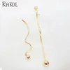 Rakol FE1344 fashion unique long curly stick silver ball asymmetric earrings