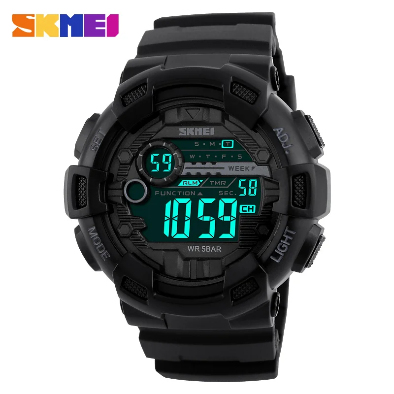 

SKMEI 1243 Men Digital Wristwatches LED Display Multiple Time Zone 50M Waterproof Clock Relogio Masculino Outdoor Sports Watches