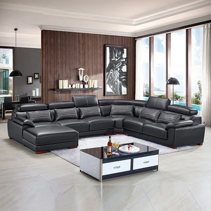 Royal Elegant Living Room Furniture Sets - Full Leather Sofa Love Set