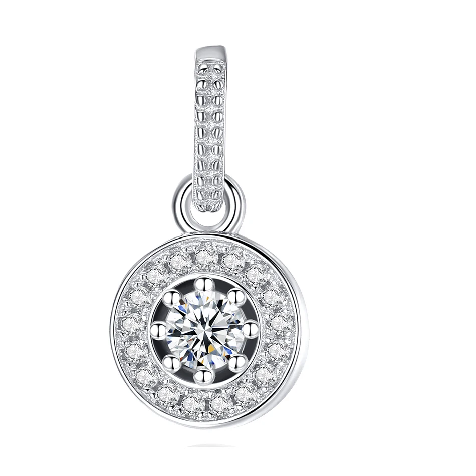 

Customized 925 Sterling Silver Pendant Clear CZ Snowflake Round Pendant For Women Girls Jewelry Without Chain