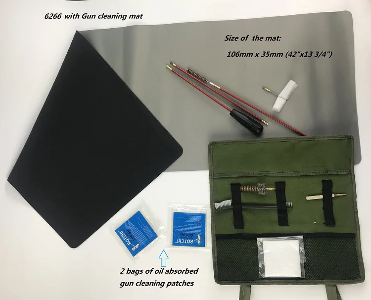 Rifle Cleaning Kit Rolling Bag With Gun Cleaning Mat And Gun Oil