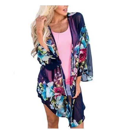 

Newest Design Floral Beach Cover Ups Summer Kimono Cardigans for Women