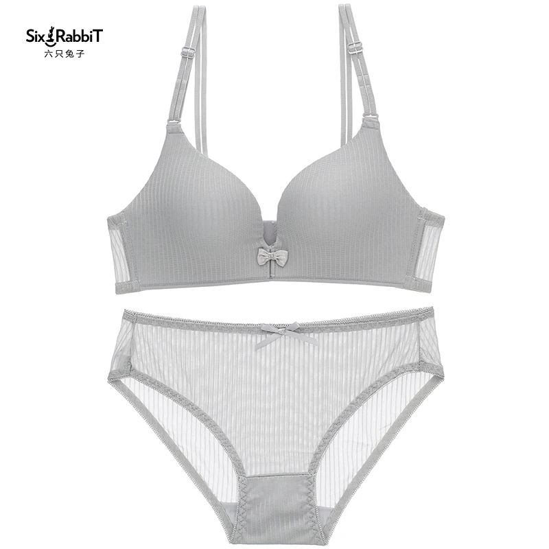 

SIX RABBIT Cotton underwear set sexy push up lace ladies panties and bra set