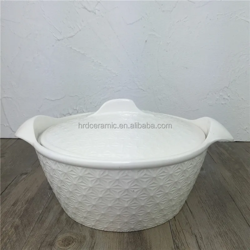 
Wholesale White ceramic soup pot ceramic bowl with Lid for daily use 