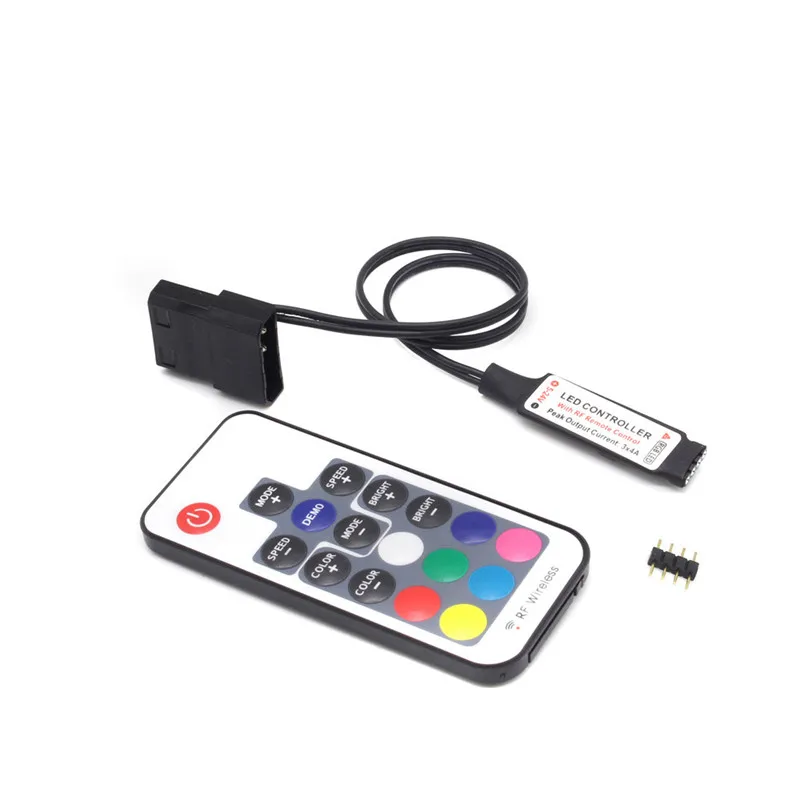 IDE SATA RGB Controller RF17 Keys Remote DC 12V Wireless Large 4 Pin Controller for PC Computer Case 5050 RGB LED Strip Light