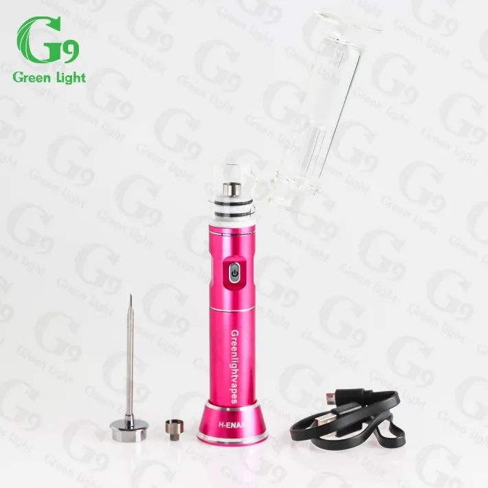 Authentic G9 Henail first ever handheld vaporizer new big holes glass attachment GR2 Ti Dishes rechargeable oil vaporizer