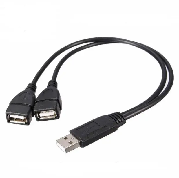 

Factory USB 2.0 A Male 1 To 2 Dual 2 USB Female Jack Y Splitter Hub Power Cord Adapter Cable, Black