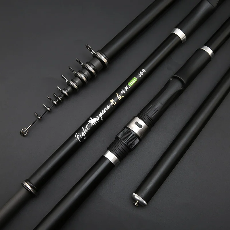 

YOUME Portable Rock 2.4m 3.6m 4.5m 5.4m 6.3m 7.2m Carp rod Telescopic Sea Fishing Rod Carbon Fiber Ultralight, Black