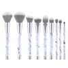 Private Label 9pcs Silvery Marble Makeup Brushes Foundation Powder Blush Beauty Makeup Brushes Set