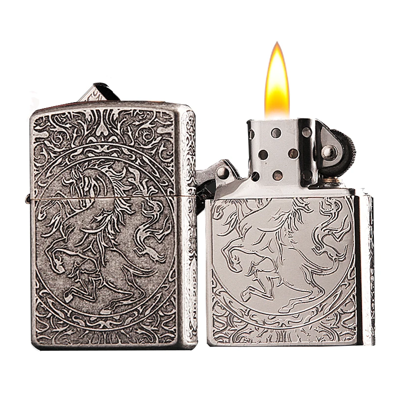 

Zorro New product dragon horse flint kerosene metal lighters, Customized