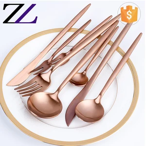 Buffet server matte copper flatware restaurant hotel wedding luxury rose gold plated cutlery