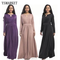 

YSMARKET autumn and winter muslim women elastic dress casual abaya plus size caftan long dress turkish dubai EFP3106