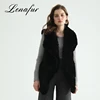 Rational Construction Women Black Knit Custom Rabbit Fur Vest
